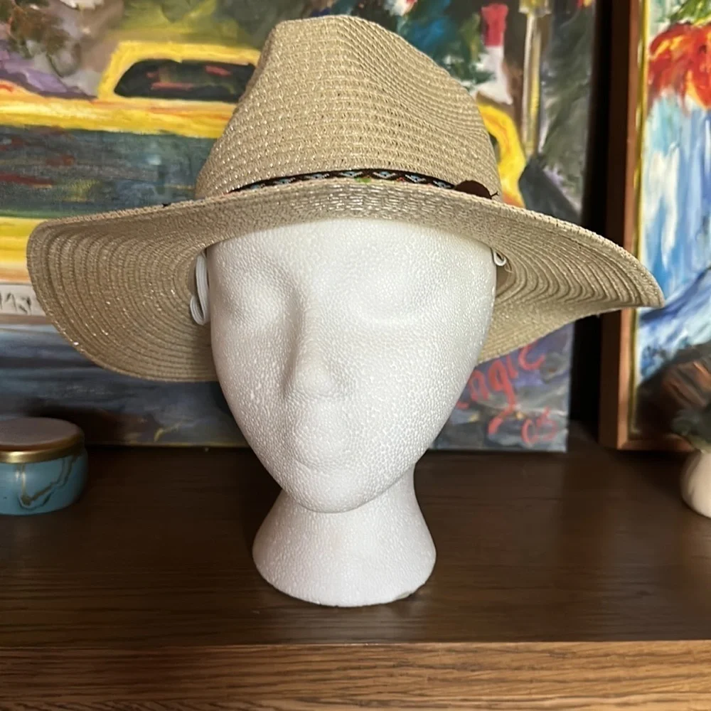 Hand painted summer hat with hat band